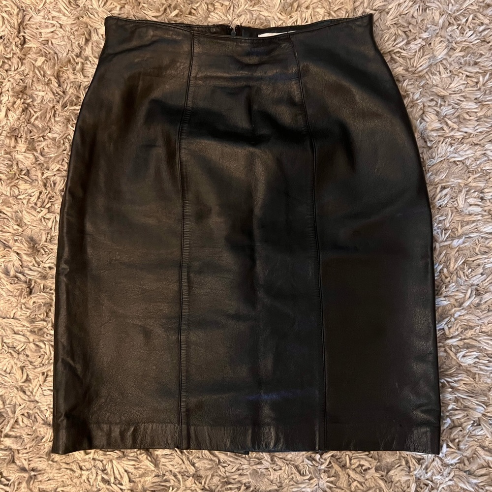 Evan Davies black leather skirt, size 10